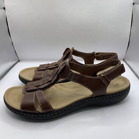 Clarks Laurieann Kay Women's T-Strap brown leather size 8.5M - Picture 1 of 7